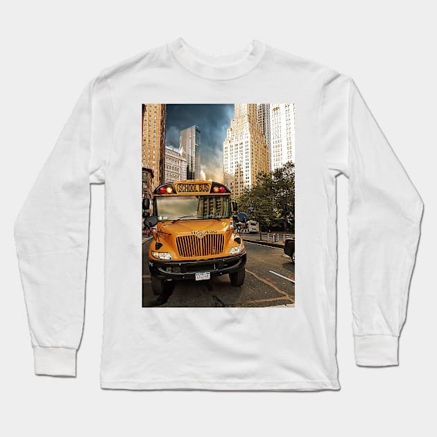 school bus Long Sleeve T-Shirt by andalaimaging